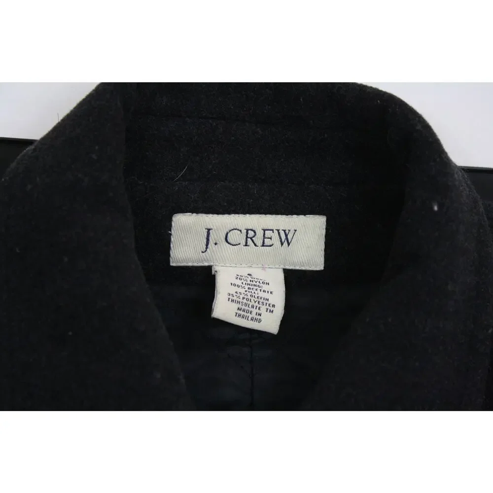 J Crew Wool Shirt Jacket Womens Small Black Quilted Thinsulate Lined Chore Coat - Picture 4 of 7